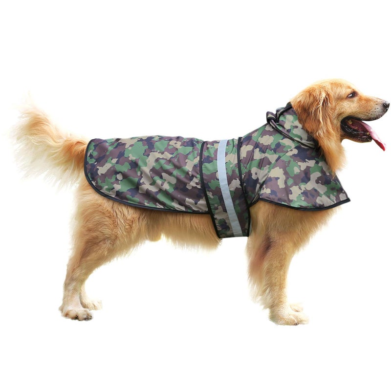 HDE Dog Raincoat Jacket Reflective Adjustable Hooded Pet Poncho Rain Coat with Leash Hole for Small to X-Large Dogs Camo - L - Image 2